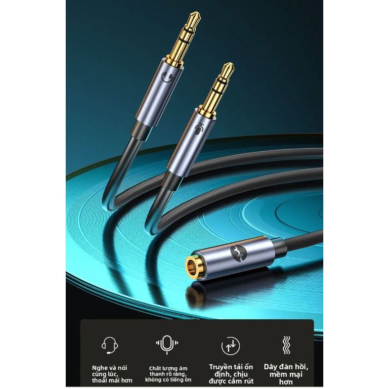 Cáp gộp Audio và Mic sang tai nghe Jack 3.5, Dây chuyển cổng Mic & Audio máy tính ra Jack 3.5 cắm tai nghe có mic | BigBuy360 - bigbuy360.vn