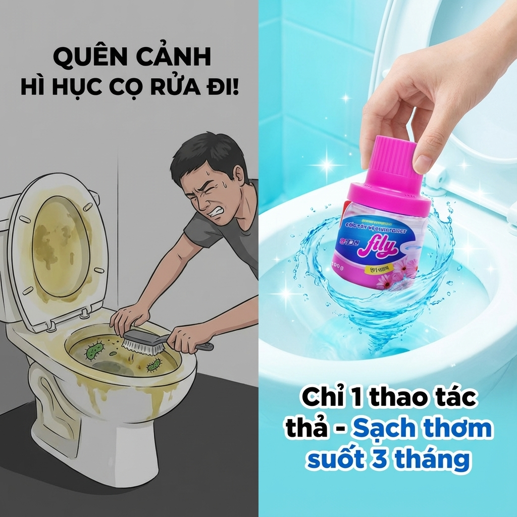 Lọ Thả Bồn Cầu Hàn Quốc Fily 180g, Cốc Tẩy Vệ Sinh Bồn Cầu Đánh Bay Vi Khuẩn Chống Ố Vàng Toilet