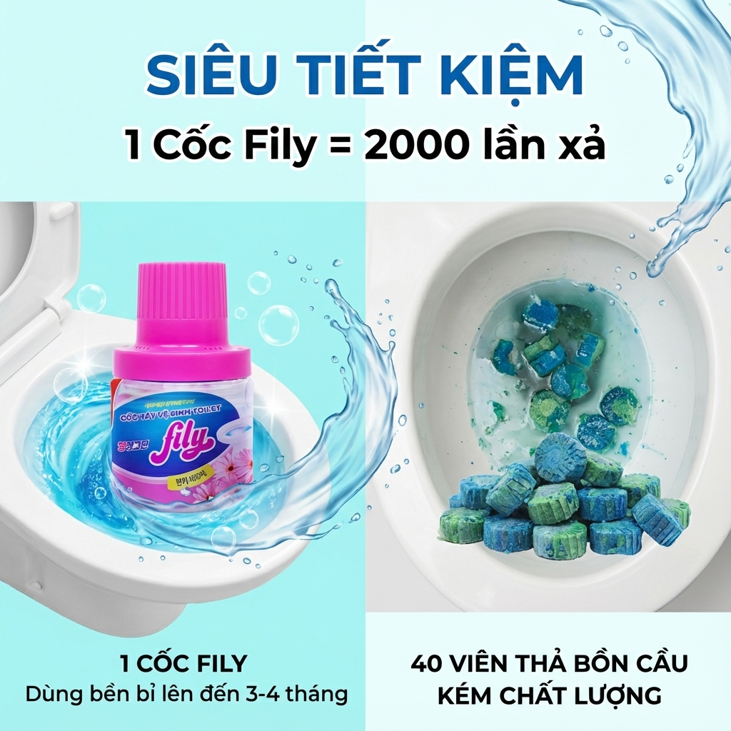 Lọ Thả Bồn Cầu Hàn Quốc Fily 180g, Cốc Tẩy Vệ Sinh Bồn Cầu Đánh Bay Vi Khuẩn Chống Ố Vàng Toilet