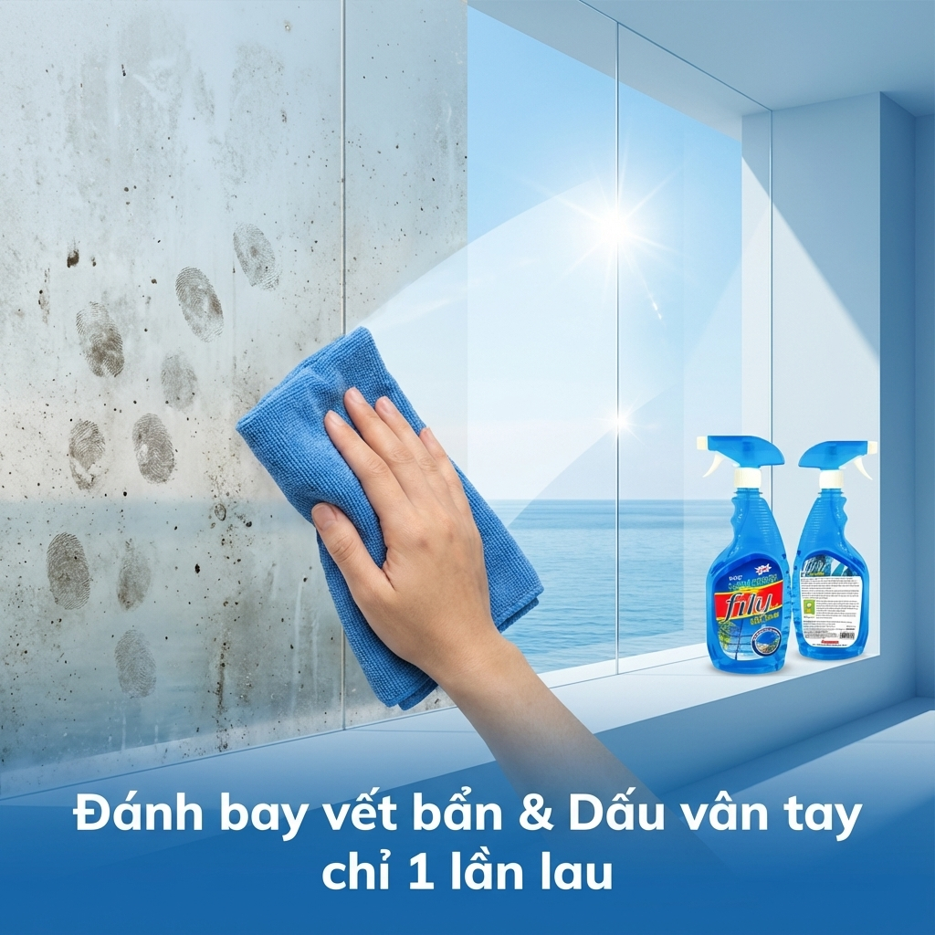 Nước lau kính Siêu Nhanh 600ml Fily Chai Xịt Lau Cửa Kính Đa Năng Sạch Trong Suốt Không Tỳ Vết