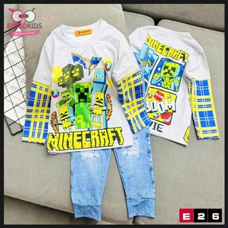 Đồ bộ bé trai tay dài quần dài mặc ngủ họa tiết hoạt hình, chất thun lạnh in 3D ANN'S KIDS
