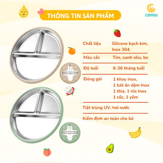 Bộ Ăn Dặm Inox 304  Cho Bé, Combo Bát, Khay, Yếm, Thìa, Cốc An Toàn, Tiện Lợi, Bền Đẹp