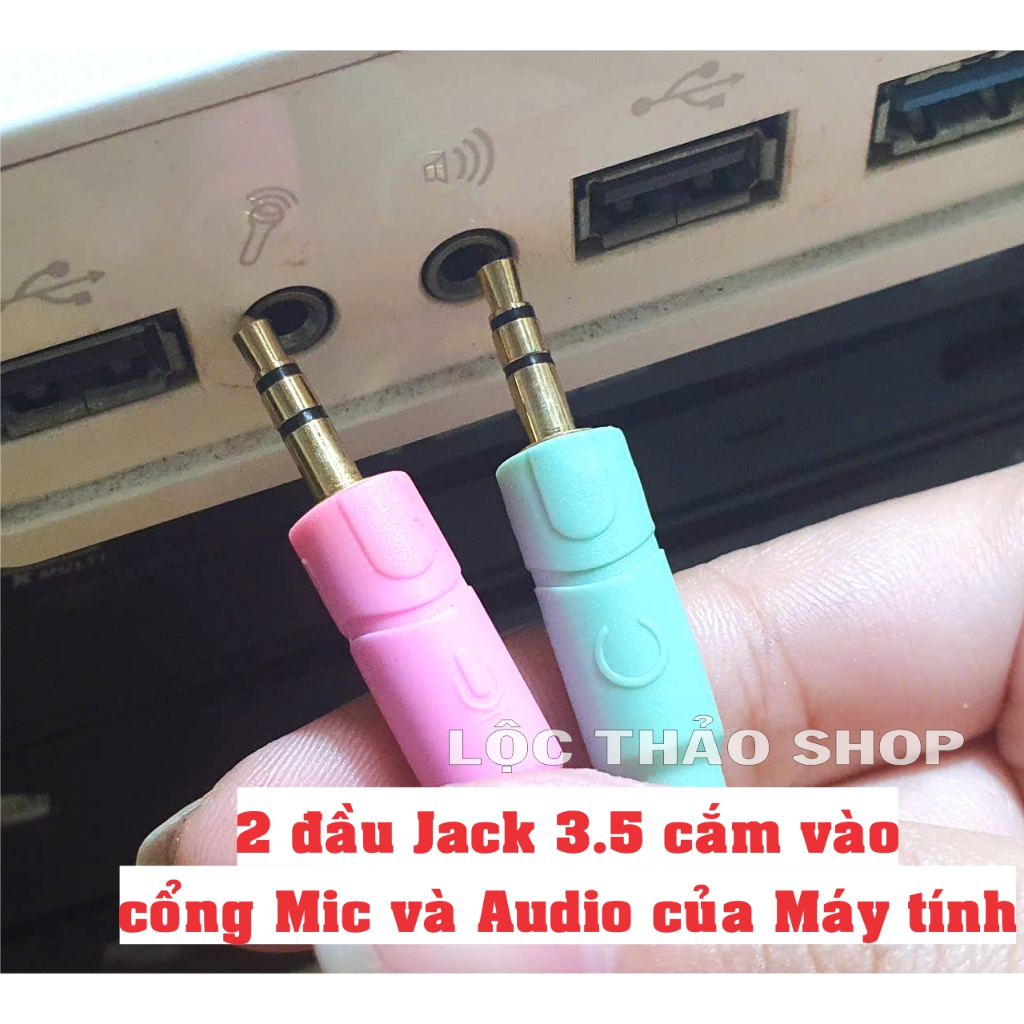 Cáp gộp Audio và Mic sang tai nghe Jack 3.5, Dây chuyển cổng Mic & Audio máy tính ra Jack 3.5 cắm tai nghe có mic | BigBuy360 - bigbuy360.vn
