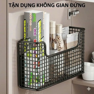 Kệ Đựng Đồ Sau Cánh Tủ, Treo Tường Không Cần Khoan Đục, Kệ Đa Năng Kèm Miếng Dán Tường Tiện Lợi, Chất Liệu Sắt Tĩnh Điện