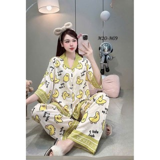 Pijama Free size (:45-65 kg ) Fom Rộng Tay Lỡ, Lụa Latin Mềm Mượt Mát Ạ