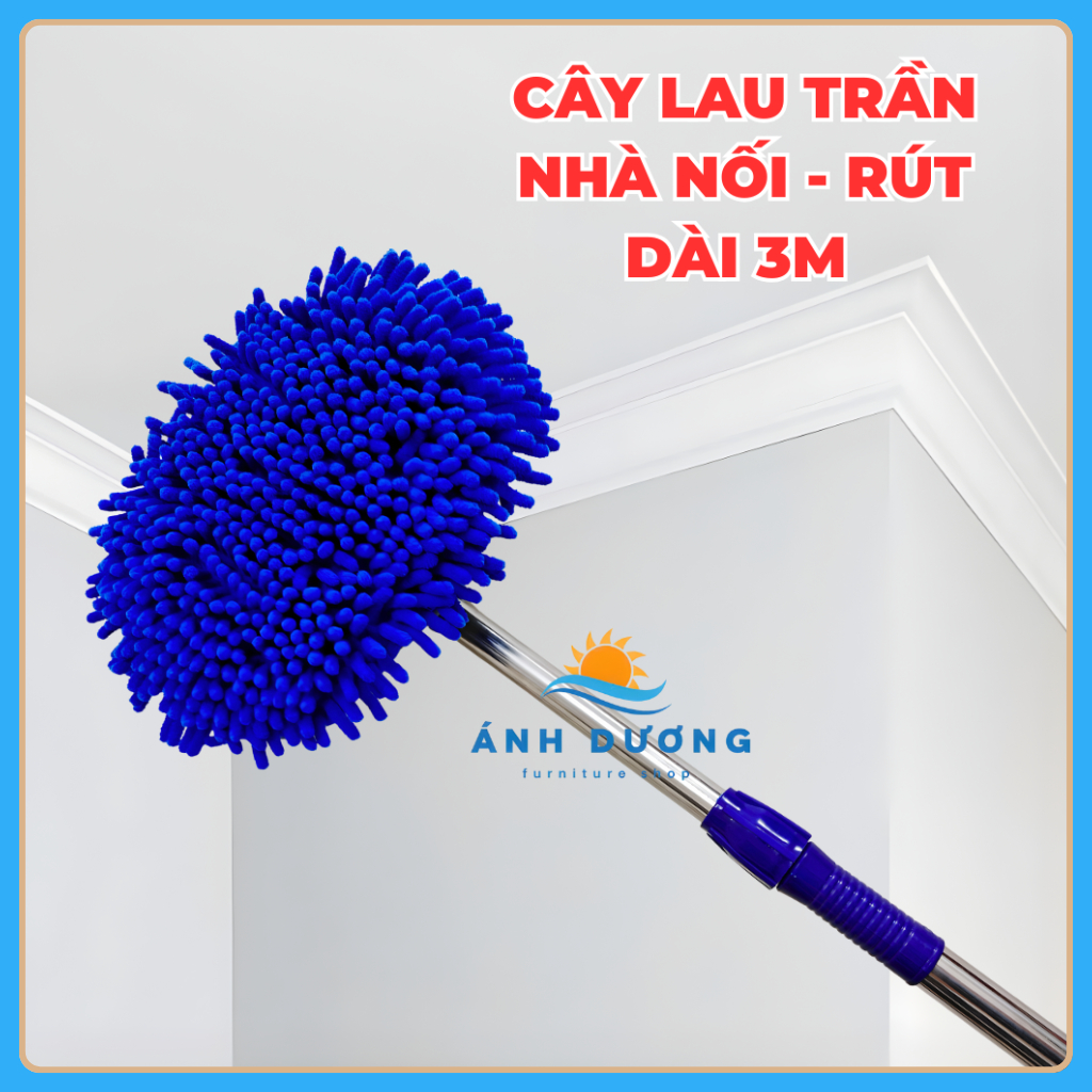 Cây Lau Trần Nhà Thiết kế Nối rút Dài 3m Bông Lau Sợi Microfiber Siêu ...