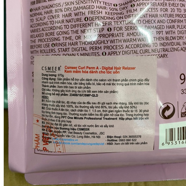 Cặp Thuốc uốn túi hồng  Csmeer siêu quăn sóng 1000mlx2