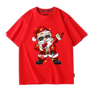 Áo thun Noel kiểu Unisex mẫu ông Già Noel Dabbing dây đèn Neon Hiphop cute