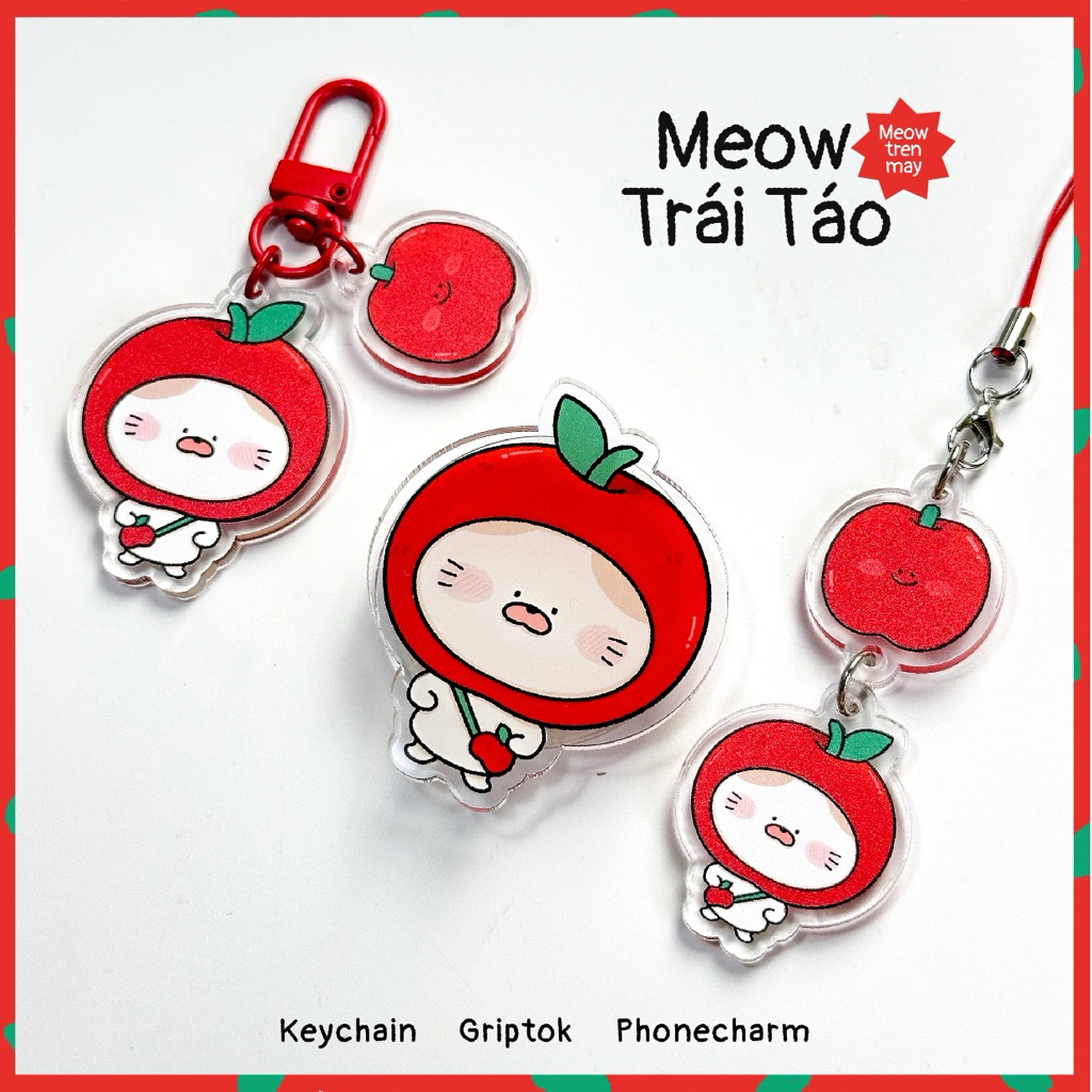 Giá Đỡ Điện Thoại Gắn Ốp Mèo Táo Cute – Popsocket Keychain Phonecharm ...