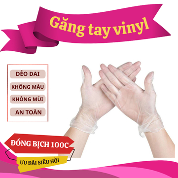 Bịch ( 50-100 Chiếc ) Găng Tay Vinyl Không Bột-Không Mùi Chuyên Chế Biến Thực Phẩm - Massage Làm từ Nhựa PVC