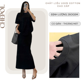 Chân Váy Đuôi Cá Midi Dáng Dài CHEPOL Chất Umi Hàn Cao Cấp Cạp Chun, Co Giãn, Chân Váy Suông Dài Cạp Phẳng có Bigsize