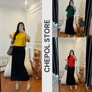 Chân Váy Đuôi Cá Midi Dáng Dài CHEPOL Chất Umi Hàn Cao Cấp Cạp Chun, Co Giãn, Chân Váy Suông Dài Cạp Phẳng có Bigsize
