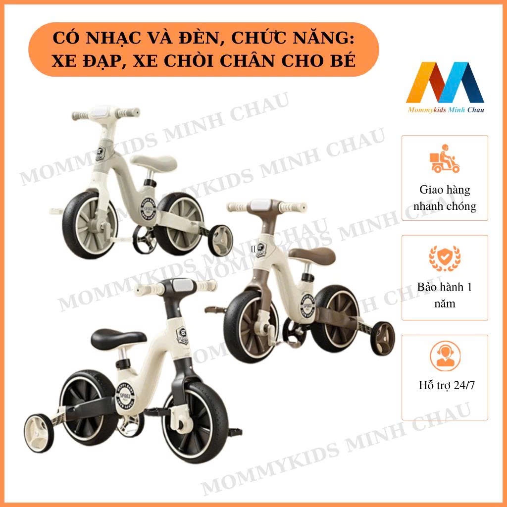 Xe đạp 3 bánh cho bé - Xe chòi chân 3 bánh thăng bằng 3in1 có đèn nhạc cao cấp BI BÔ SHOP