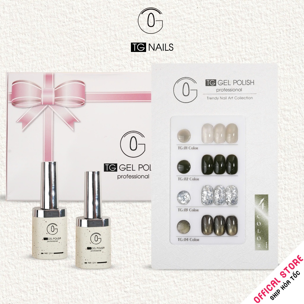 Set sơn gel 4 màu xanh TG trẻ trung, tươi mới