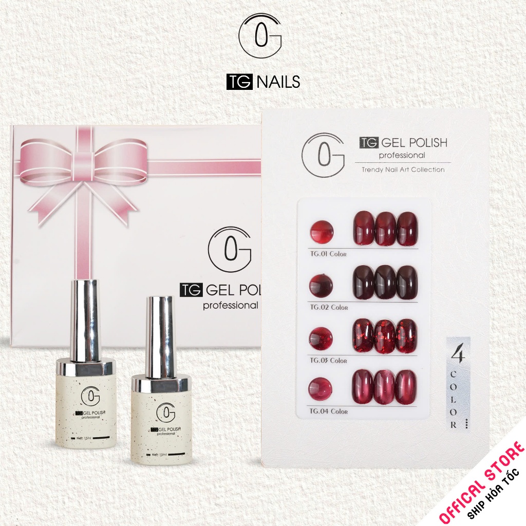 Set sơn gel 4 màu đỏ TG sang trọng - quý phái