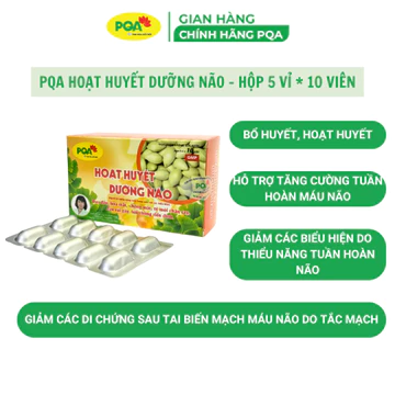 Viên uống bổ não PQA hỗ trợ tăng cường tuần hoàn não, bổ não và tăng cường trí nhớ hộp 50 viên