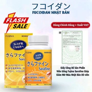 [Hàng Chính Hãng - Xuất VAT] Viên Uống Hỗ Trợ Hạ Mỡ Máu FUJINA SARAFINE Nhật Bản 80 Viên