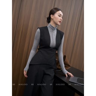 Áo gile peplum cổ U HAGOO thanh lịch công sở [A8055-Q8055]