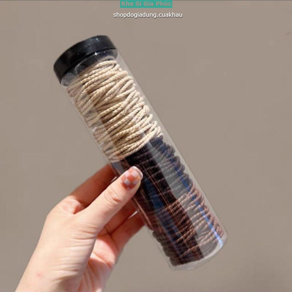Hộp 100 Dây Thun Cột Tóc Cao Su Phong Cách Hàn Quốc