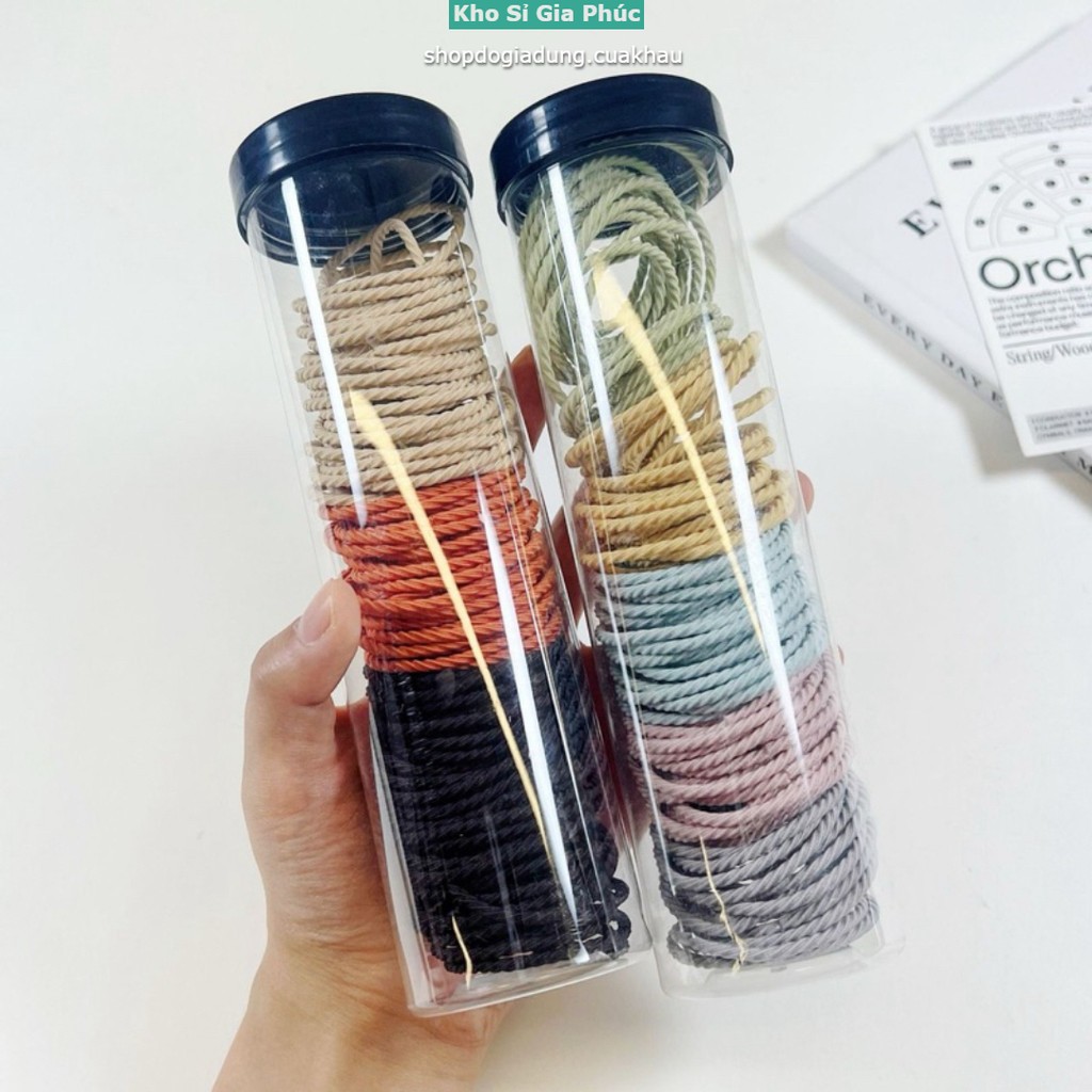 Hộp 100 Dây Thun Cột Tóc Cao Su Phong Cách Hàn Quốc