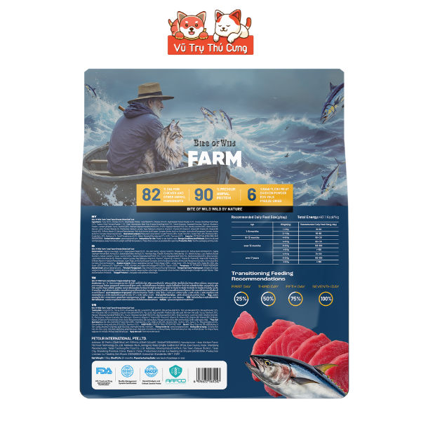 Thức Ăn Hạt Cho Mèo Bite Of Wild Farm Topping Cá Ngừ 1,5kg Hỗ Trợ Tiêu Hóa, Miễn Dịch, Sức Khỏe Toàn Diện