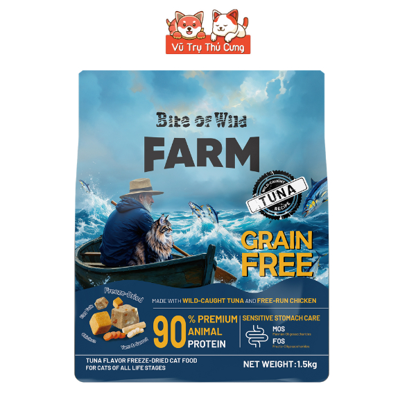 Thức Ăn Hạt Cho Mèo Bite Of Wild Farm Topping Cá Ngừ 1,5kg Hỗ Trợ Tiêu Hóa, Miễn Dịch, Sức Khỏe Toàn Diện