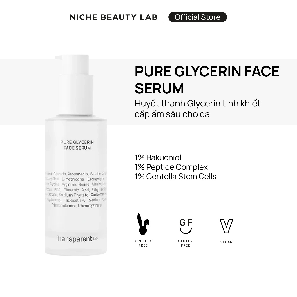 Huyết thanh dưỡng ẩm cho da TRANSPARENT LAB PURE GLYCERIN FACE SERUM ...