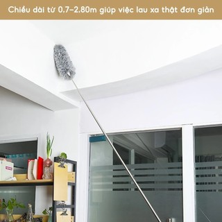 Chổi Quét Trần Nhà Gấp Gọn Chiều Dài Tối Đa 2M8 - Chổi Quét Mạng Nhện Uốn Cong Quét Sạch Phủ Bụi (hàng tốt)