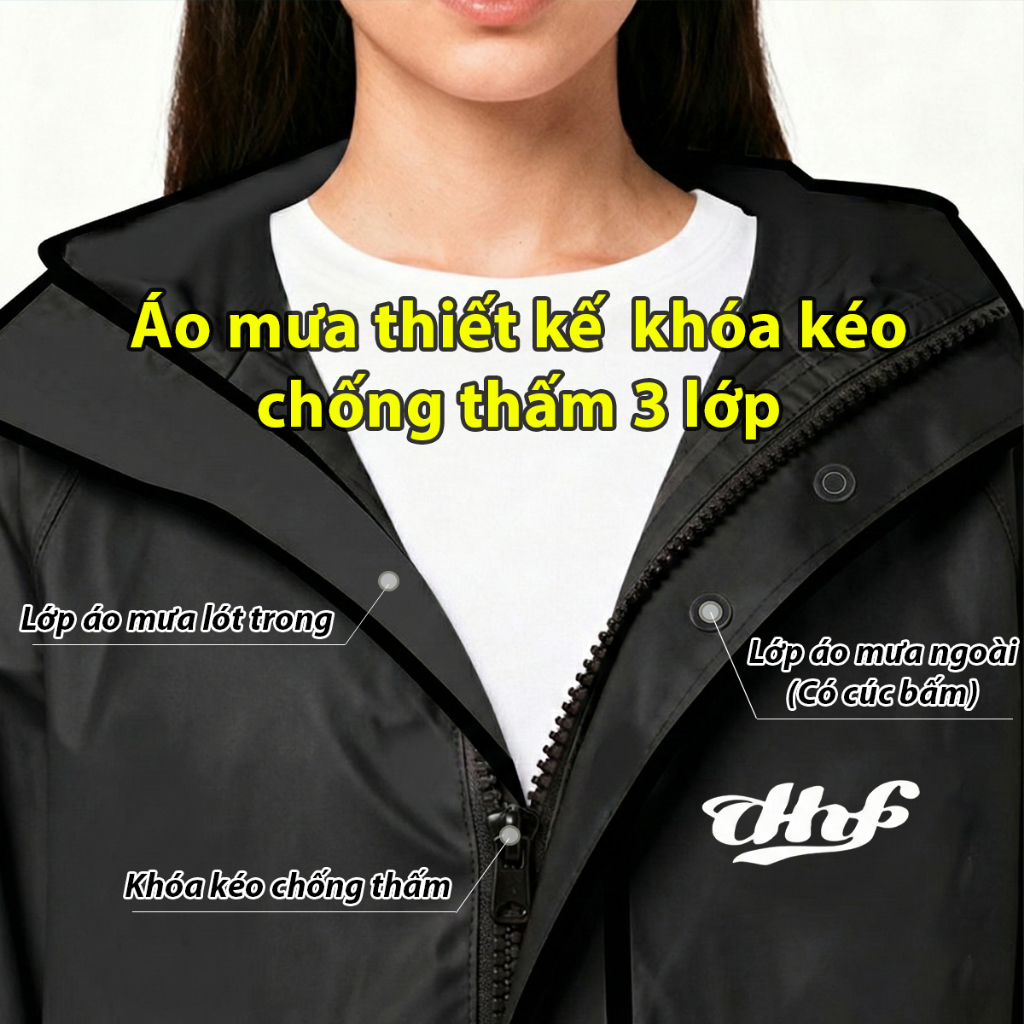 Áo mưa 1 người DHF cao cấp thời trang di xe máy đơn người lớn phi hành gia eva