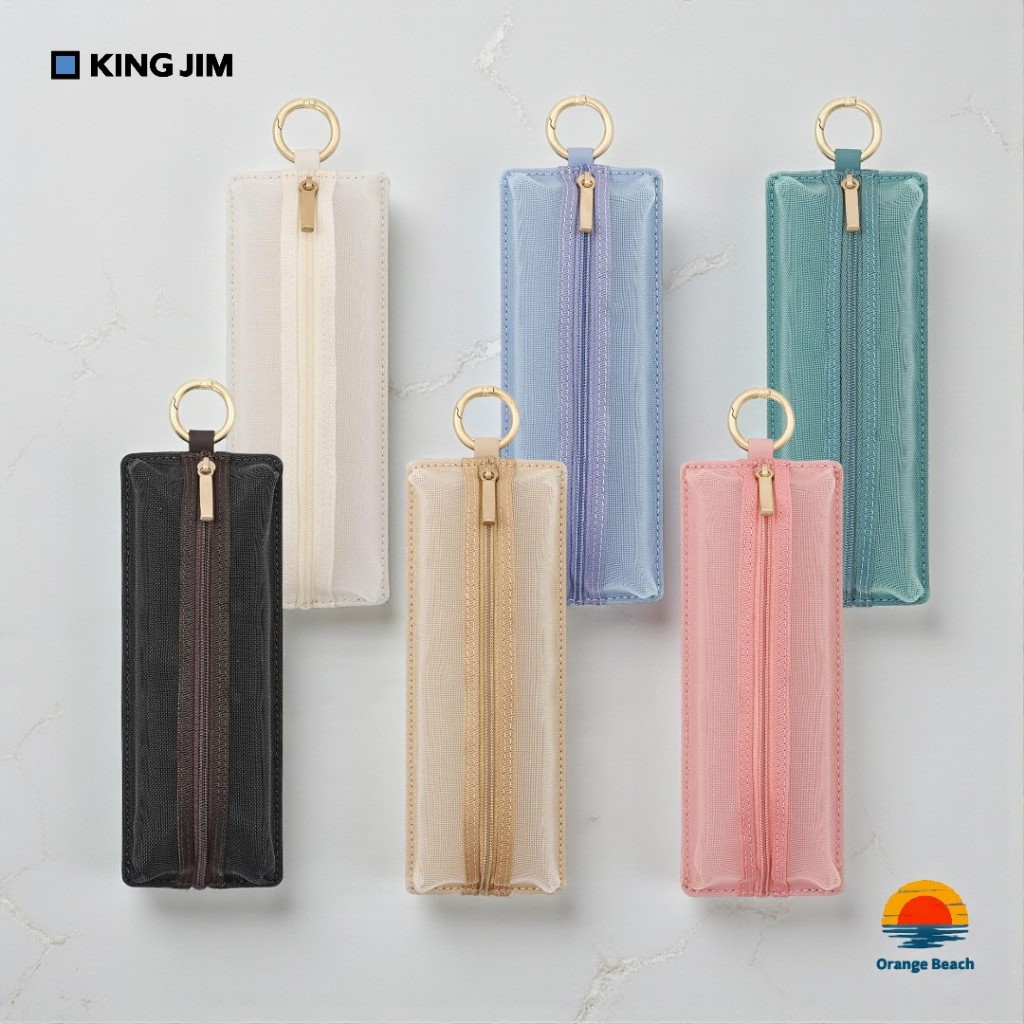 King Jim EMILy Flat Pen Case/Túi Đựng Bút Lưới/Mỏng/Hộp Bút Nhật Bản/Có Móc Treo/EY2190