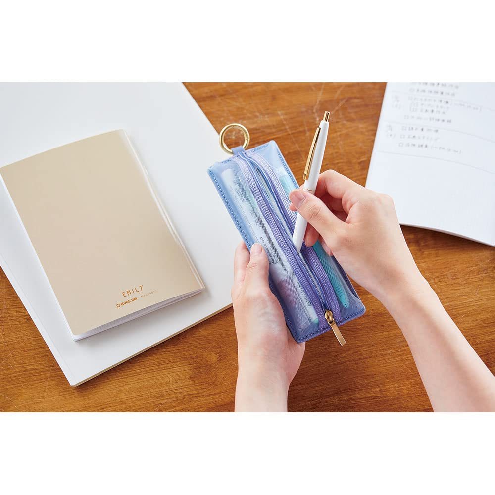 King Jim EMILy Flat Pen Case/Túi Đựng Bút Lưới/Mỏng/Hộp Bút Nhật Bản/Có Móc Treo/EY2190