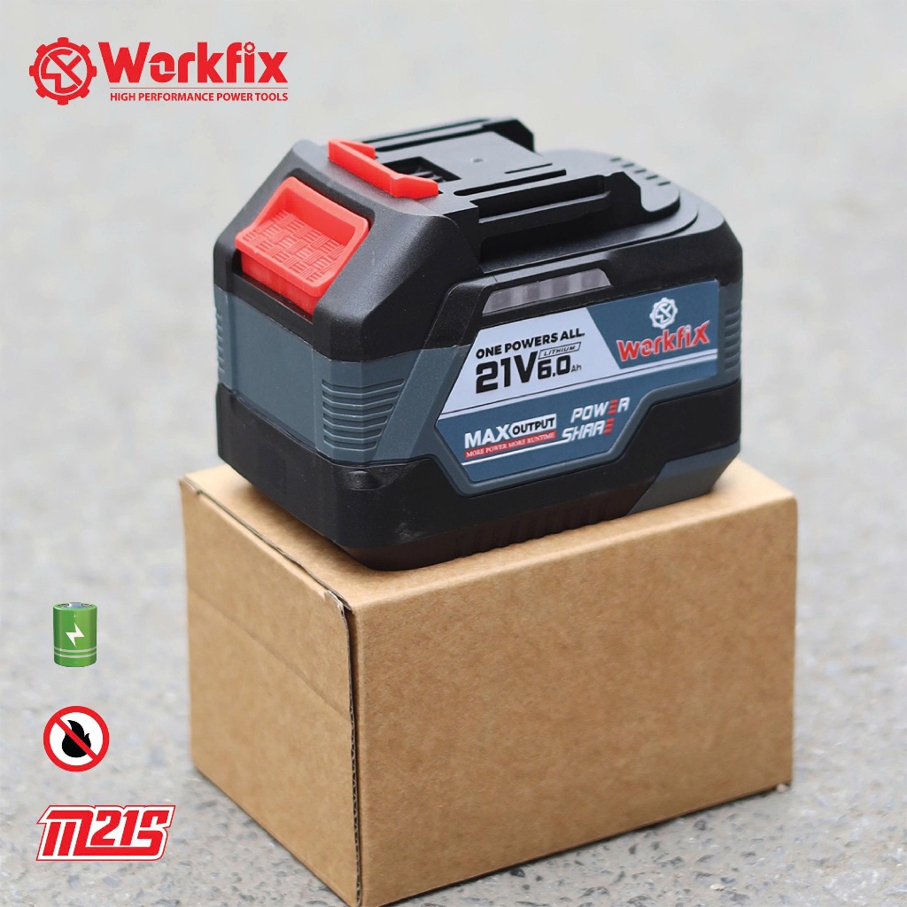 [Tặng Sạc Nhanh] Pin 15 Cell Workfix WF-BK6000PLUS, Mạch4 Mosfed, Dòng Xả Cao 10c, Đèn Báo Pin