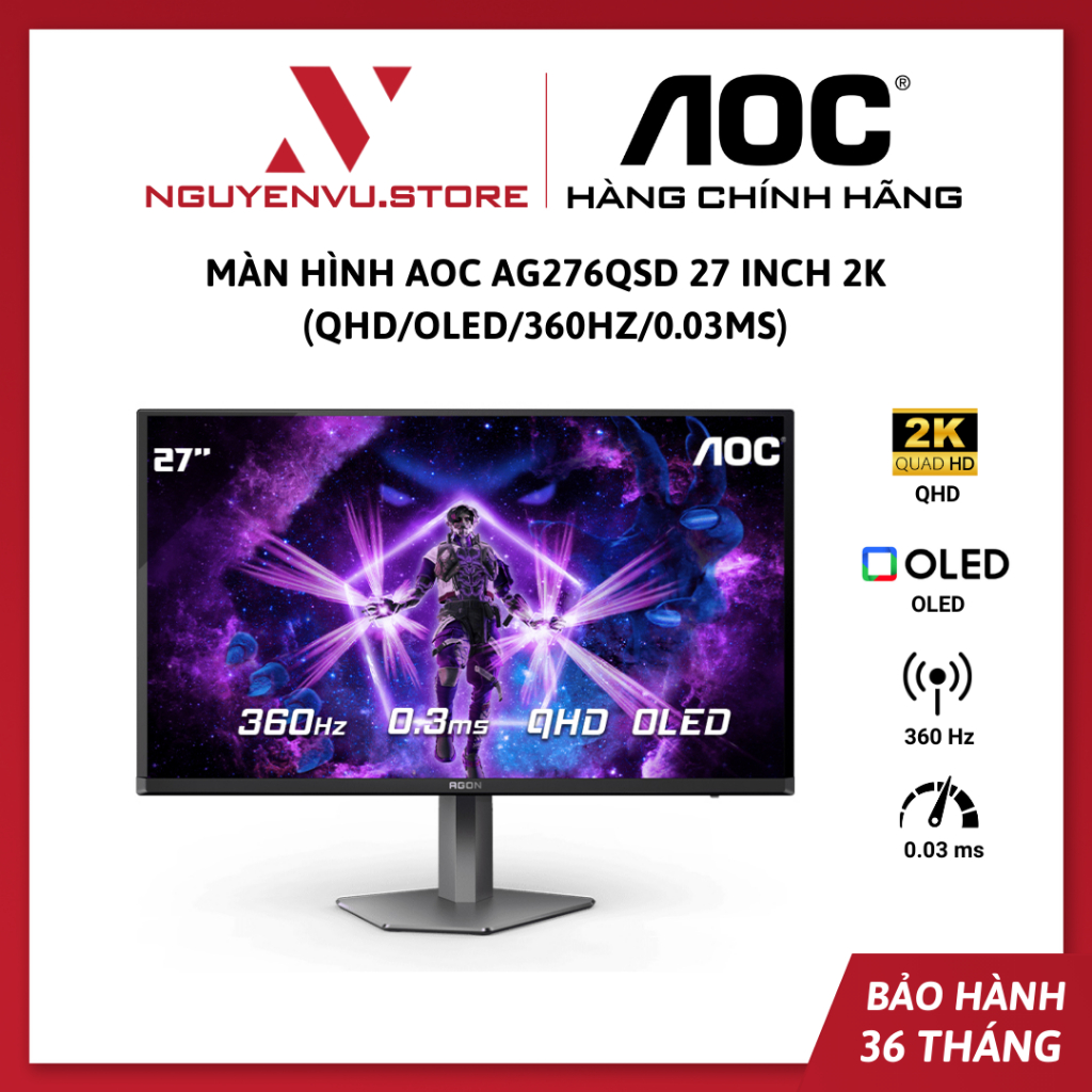 Màn Hình Gaming AOC AG276QSD 27 inch 2K (QHD/OLED/360hz/0.03ms) - Hàng ...