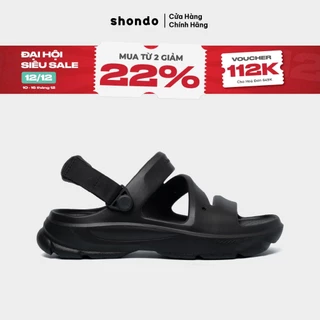 Giày Sandals SHONDO FX Chất Nhựa Đúc Cao Cấp Chống Trơn Trượt, Không Thấm Nước Thời Trang Màu Full Đen F101010