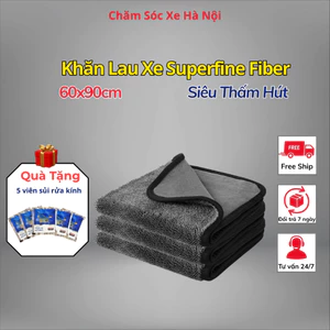 Khăn Lau Đa Năng Cao Cấp Superfine Fiber 600gms | Siêu Thấm – Không Xước – Tặng viên sủii rửa kính