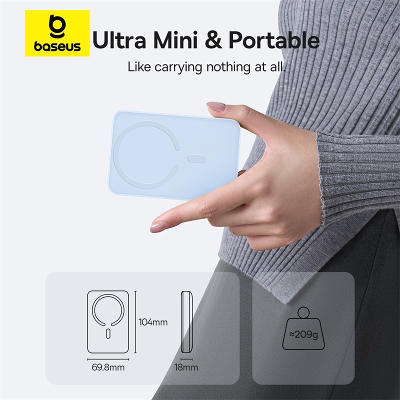 Sạc Dự Phòng Baseus 22.5W PD Từ Tính Không Dây 10000mAh – Thiết Kế Mini Tiện Mang Theo, Sạc Nhanh, Hút Chắc | BigBuy360 - bigbuy360.vn