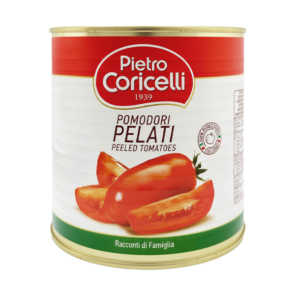 Cà chua lột vỏ Pietro Coricelli Pomodori Pelati 2.5kg, Cà chua đóng hộp nấu sốt, nấu súp [Date 08.2027]