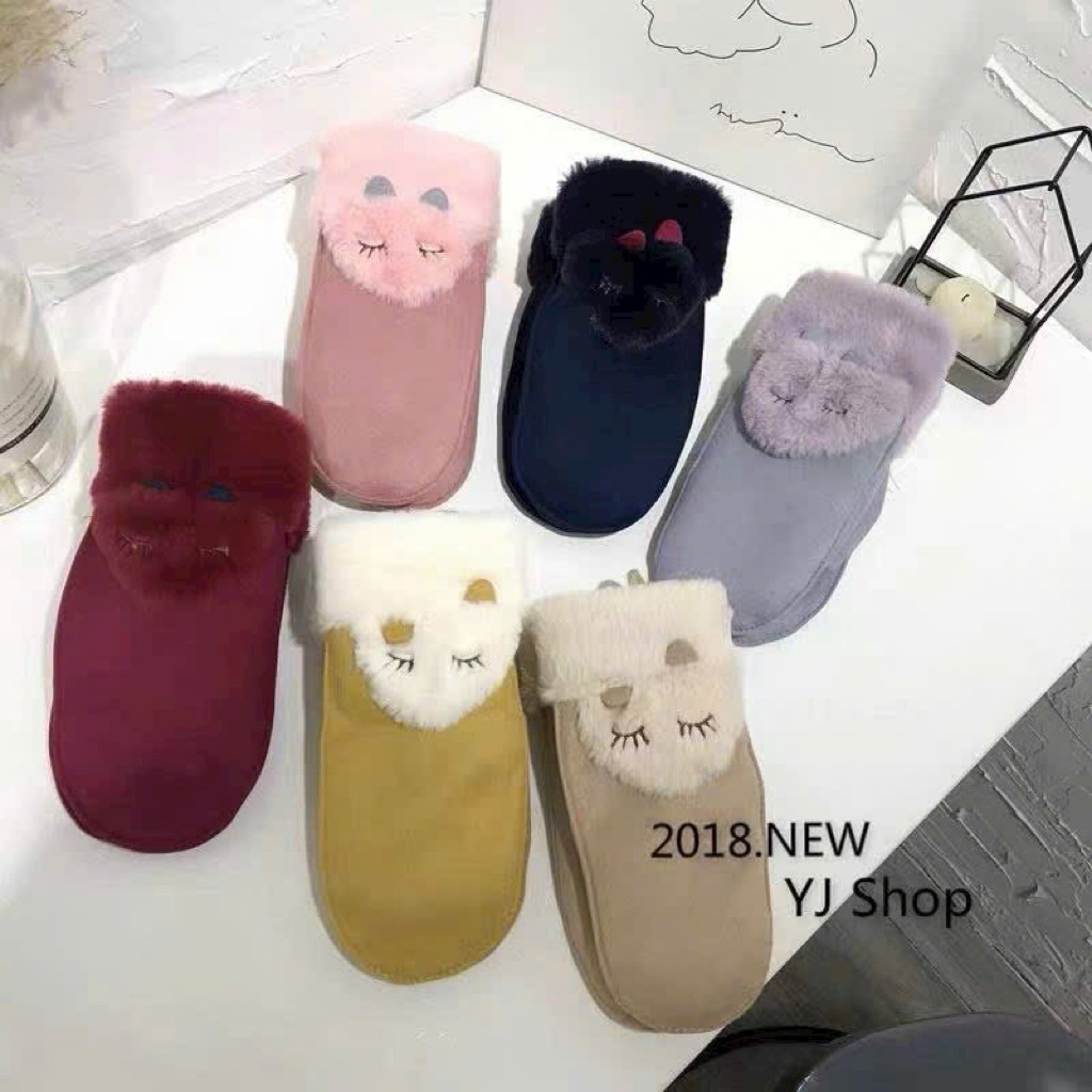 Găng Tay Trẻ Em Hoạt Hình Dễ Thương Thể Thao Ngoài Trời Găng Tay Cotton Dày Lông Cừu-Fleece Chơi Tuyết Mùa Đông Ấm Áp