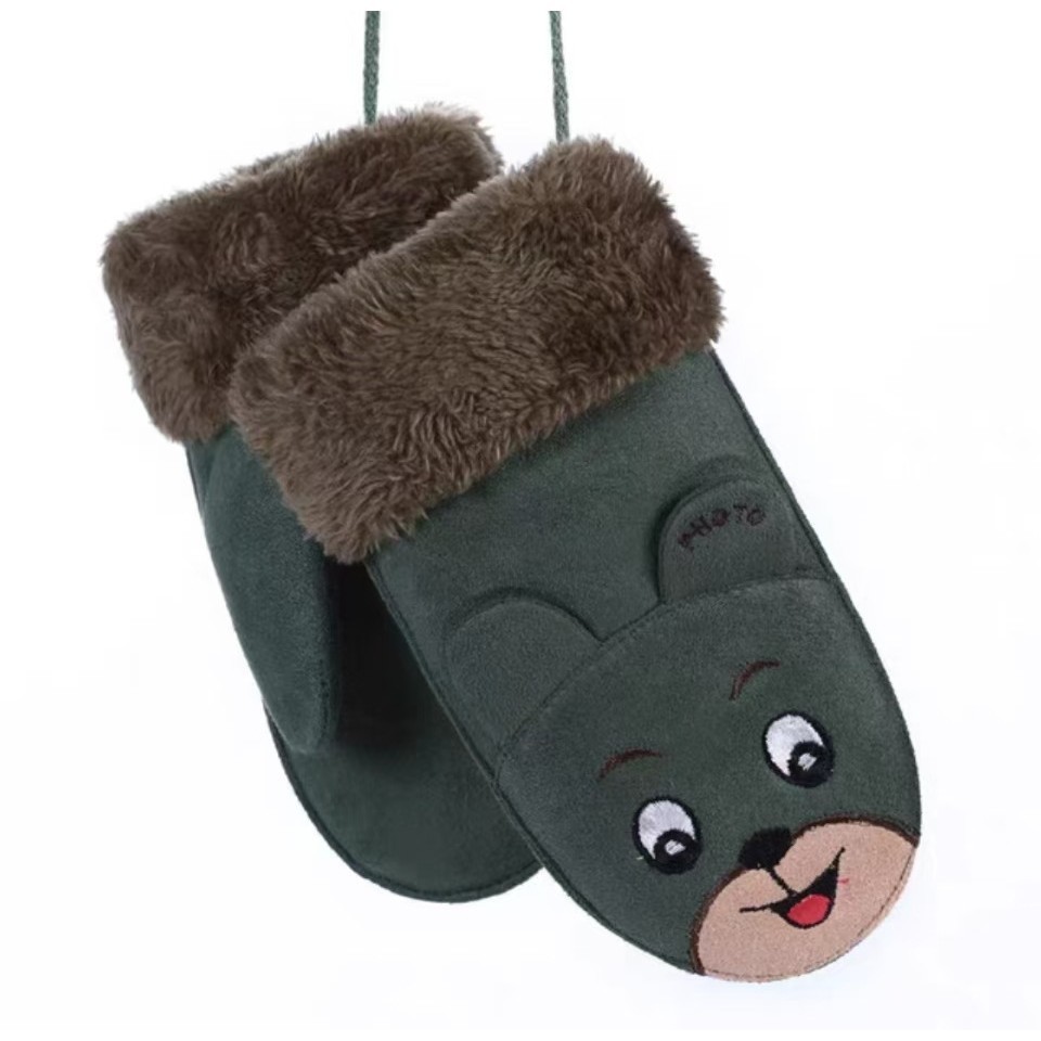 Găng Tay Trẻ Em Hoạt Hình Dễ Thương Thể Thao Ngoài Trời Găng Tay Cotton Dày Lông Cừu-Fleece Chơi Tuyết Mùa Đông Ấm Áp