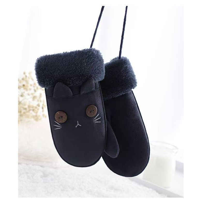 Găng Tay Trẻ Em Hoạt Hình Dễ Thương Thể Thao Ngoài Trời Găng Tay Cotton Dày Lông Cừu-Fleece Chơi Tuyết Mùa Đông Ấm Áp