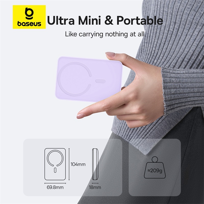 Sạc Dự Phòng Baseus 22.5W PD Từ Tính Không Dây 10000mAh – Thiết Kế Mini Tiện Mang Theo, Sạc Nhanh, Hút Chắc