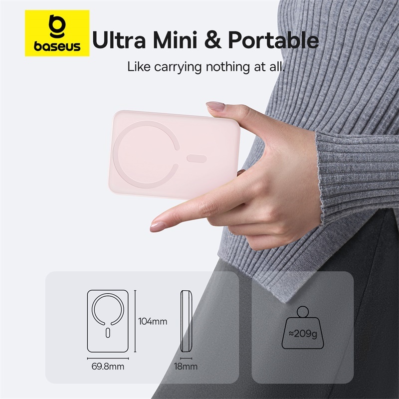 Sạc Dự Phòng Baseus 22.5W PD Từ Tính Không Dây 10000mAh – Thiết Kế Mini Tiện Mang Theo, Sạc Nhanh, Hút Chắc