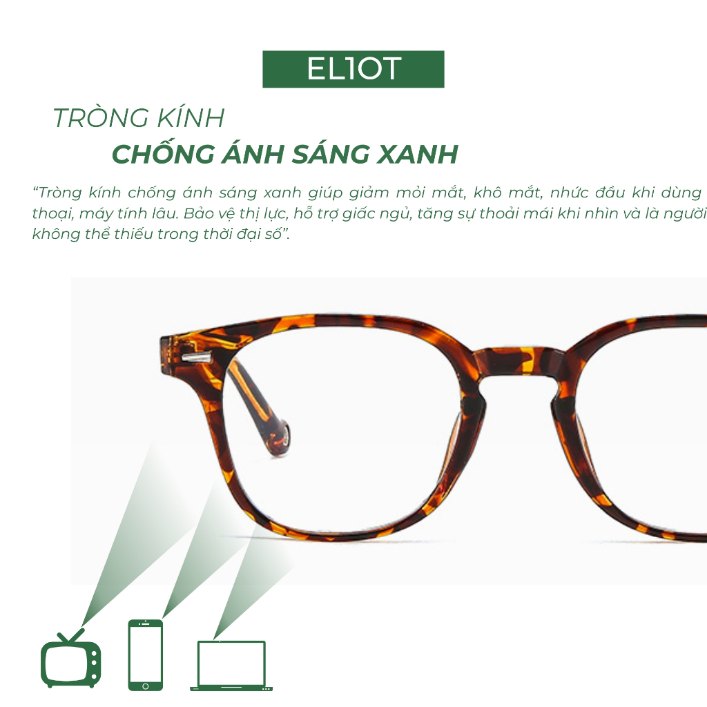 Kính cận vuông nam nữ ELIOT Eyewear chất liệu nhựa phụ kiện thời trang 627