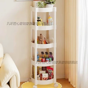 kệ để đồ đa năng kệ tròn tặng sticker có bánh xe di chuyển amizin