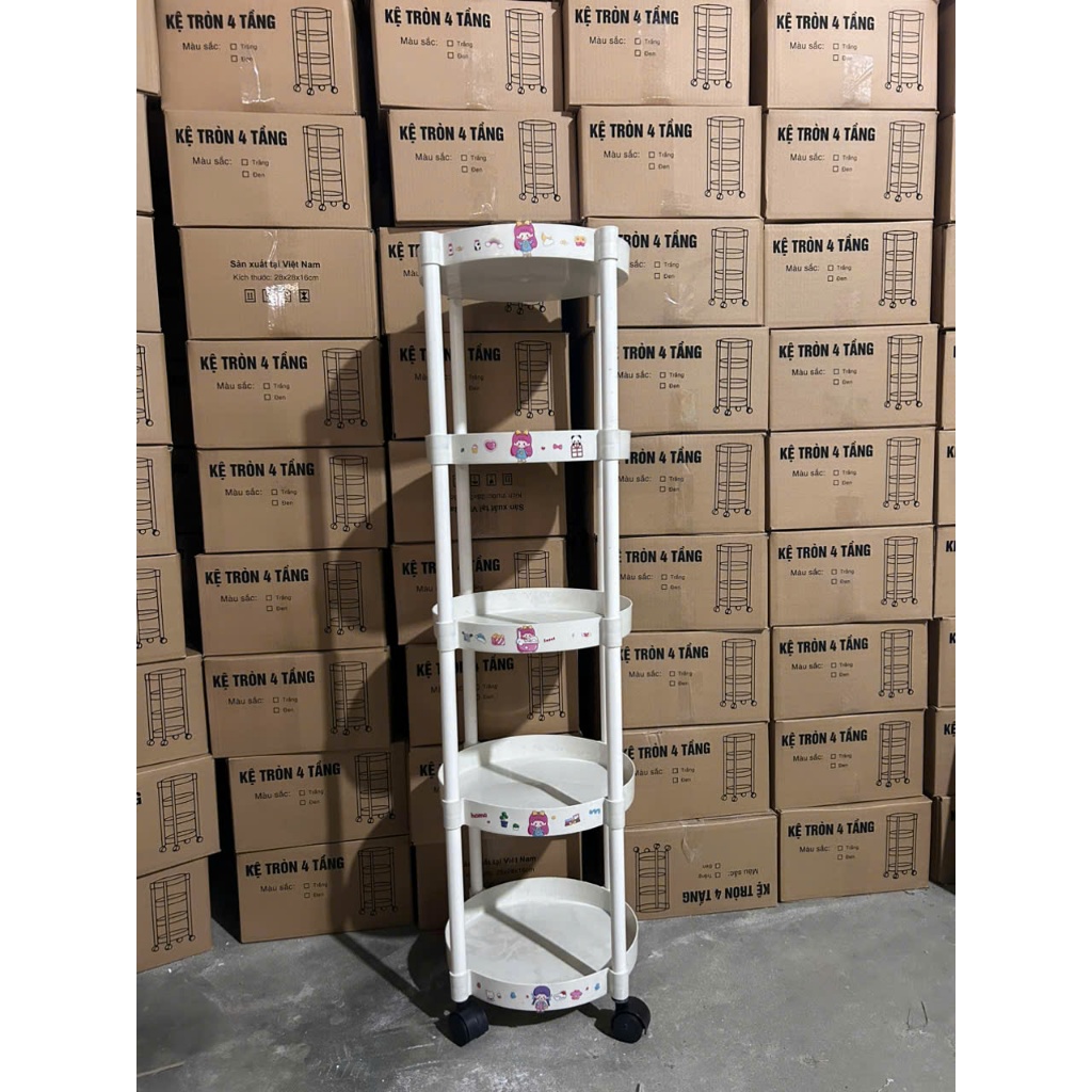 kệ để đồ đa năng kệ tròn tặng sticker có bánh xe di chuyển amizin