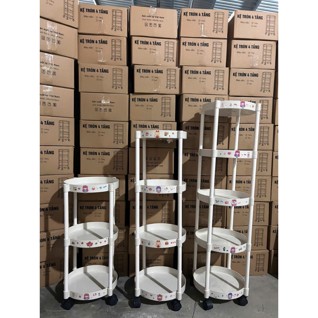 kệ để đồ đa năng kệ tròn tặng sticker có bánh xe di chuyển amizin