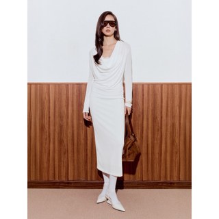 [New12] Đầm Dài Rib Drape Seta Áo Khoác Thun Gạo Thoải Mát Mềm Mại Thanh Lịch Sang Trọng, WDD092  SOME HOW STORE