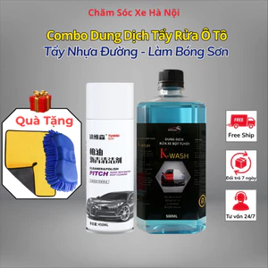 Combo Dung Dịch Tẩy Rửa Ô Tô – Tẩy Nhựa Đường Cleaner & Polish 450ml + Rửa Xe Bọt Tuyết K-Wash 500ml