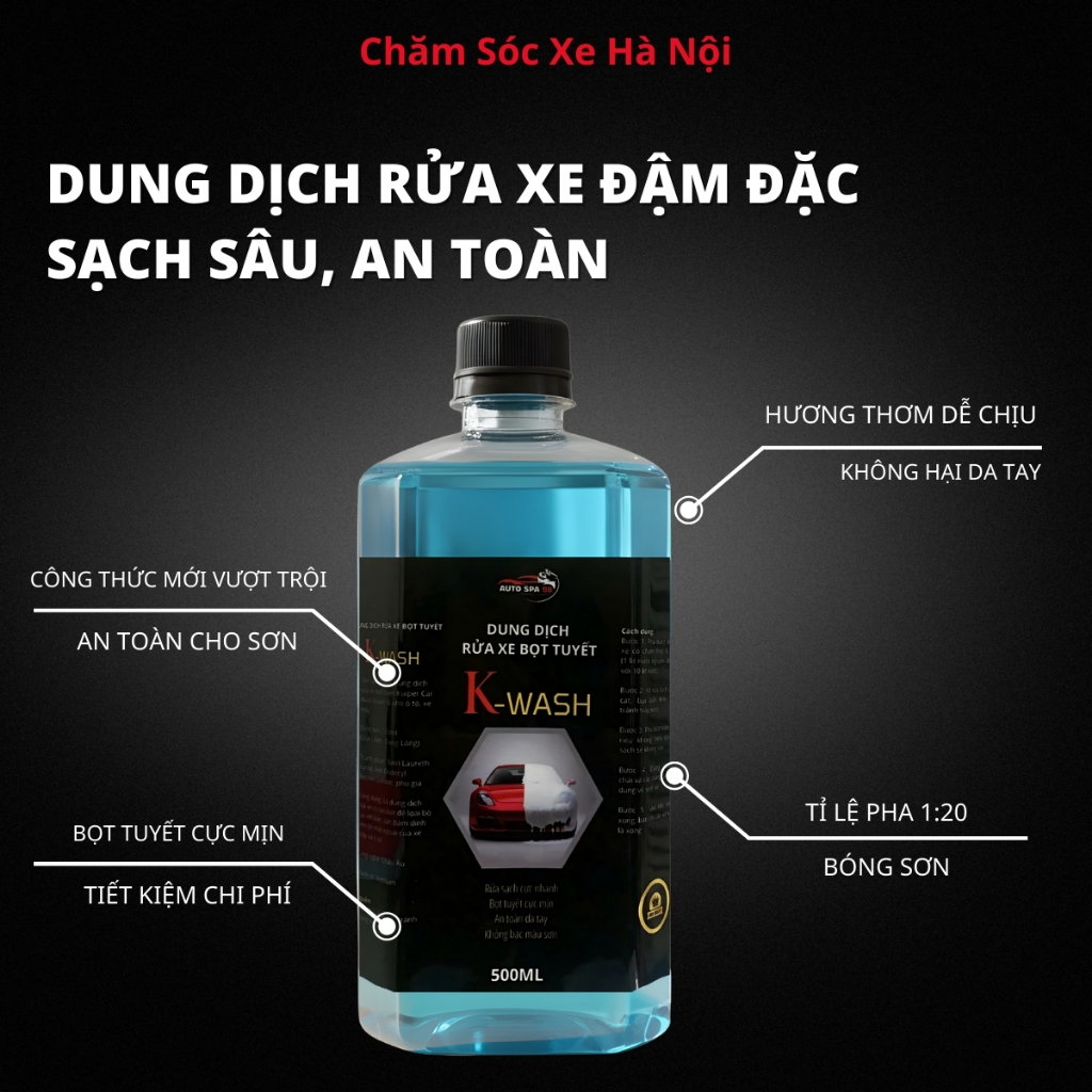 Combo 6 Món Rửa Xe Máy Cao Cấp – Bộ Dụng Cụ Rửa Xe Kèm Nước Rửa Xe K-Wash 500ml