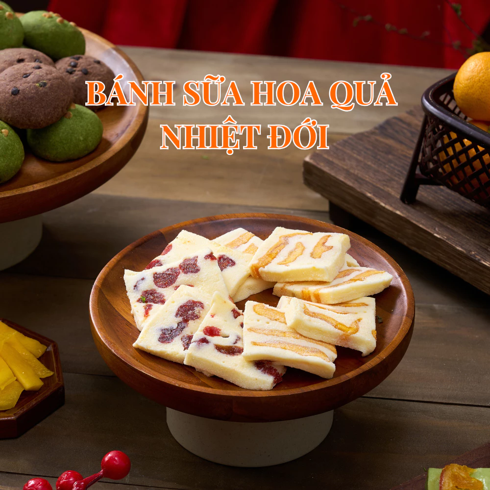 Bánh sữa hoa quả nhiệt đới Baker Baking ít đường, thơm sữa ăn vặt Healthy  Bánh kẹo tết A Leaf Foods
